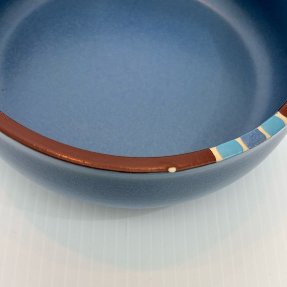 Dansk Mesa Soup Cereal Bowl 6" Sky Blue Stoneware Pottery Brown Rim Lot of 2 - Picture 4 of 6
